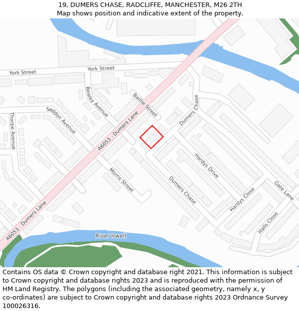 19, DUMERS CHASE, RADCLIFFE, MANCHESTER, M26 2TH: Location map and indicative extent of plot