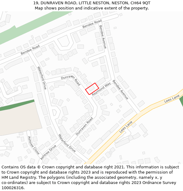 19, DUNRAVEN ROAD, LITTLE NESTON, NESTON, CH64 9QT: Location map and indicative extent of plot