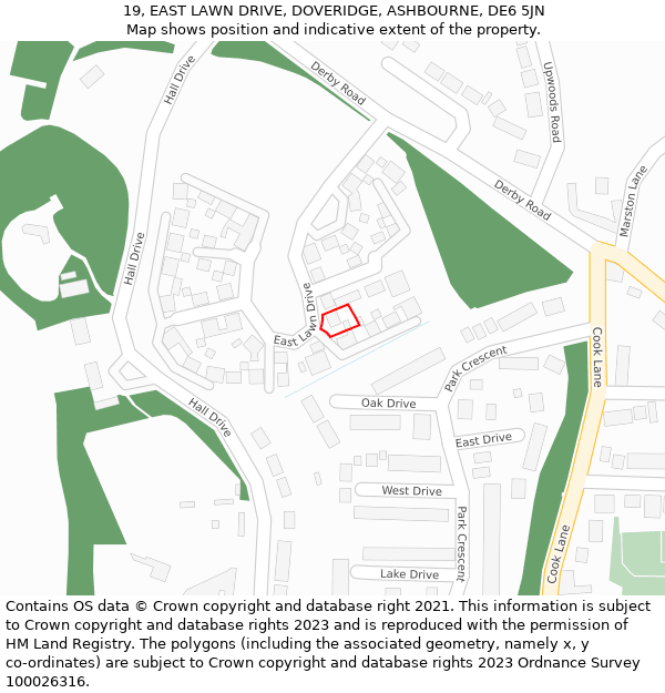 19, EAST LAWN DRIVE, DOVERIDGE, ASHBOURNE, DE6 5JN: Location map and indicative extent of plot