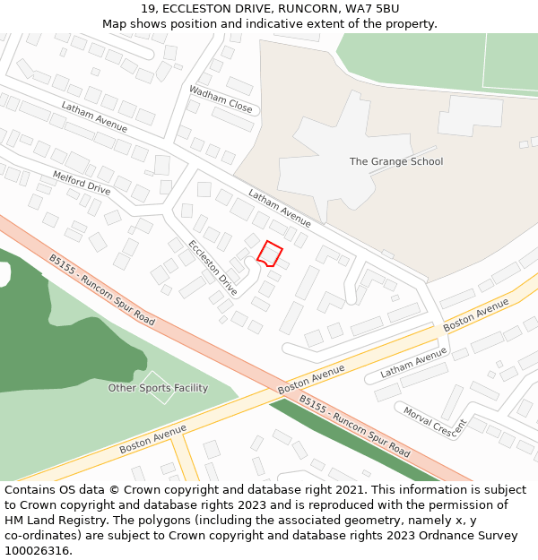 19, ECCLESTON DRIVE, RUNCORN, WA7 5BU: Location map and indicative extent of plot