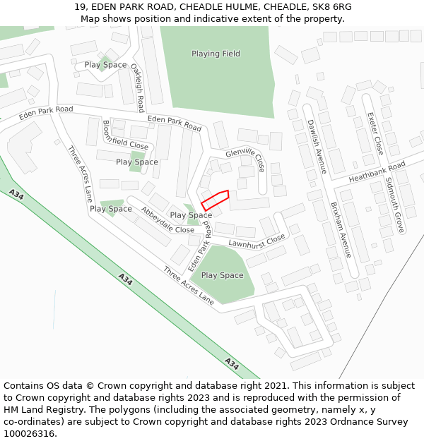 19, EDEN PARK ROAD, CHEADLE HULME, CHEADLE, SK8 6RG: Location map and indicative extent of plot