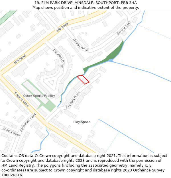 19, ELM PARK DRIVE, AINSDALE, SOUTHPORT, PR8 3HA: Location map and indicative extent of plot