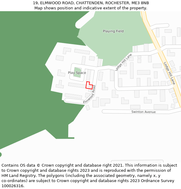 19, ELMWOOD ROAD, CHATTENDEN, ROCHESTER, ME3 8NB: Location map and indicative extent of plot