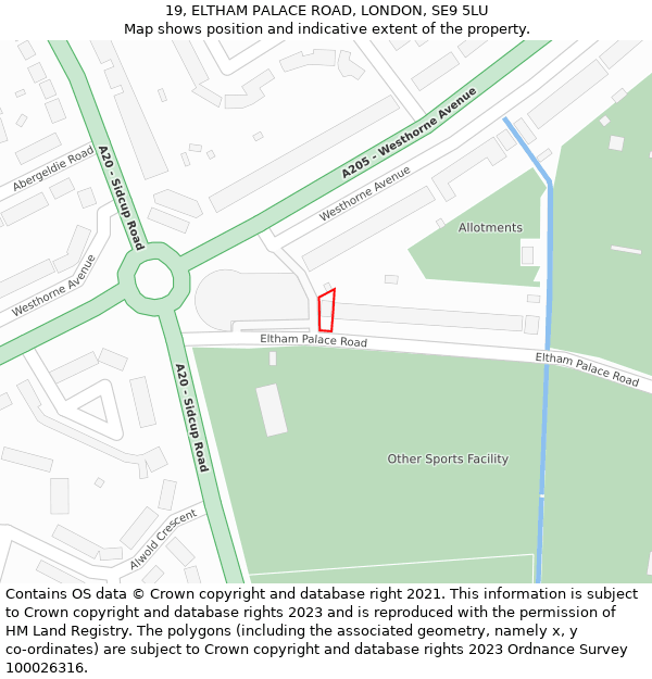 19, ELTHAM PALACE ROAD, LONDON, SE9 5LU: Location map and indicative extent of plot