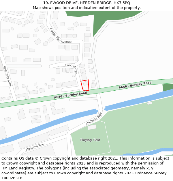 19, EWOOD DRIVE, HEBDEN BRIDGE, HX7 5PQ: Location map and indicative extent of plot