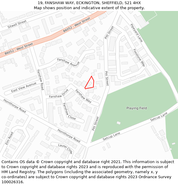 19, FANSHAW WAY, ECKINGTON, SHEFFIELD, S21 4HX: Location map and indicative extent of plot