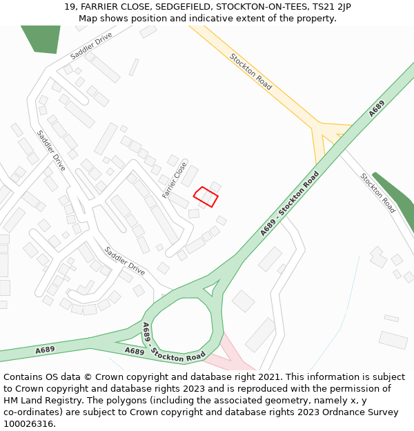 19, FARRIER CLOSE, SEDGEFIELD, STOCKTON-ON-TEES, TS21 2JP: Location map and indicative extent of plot