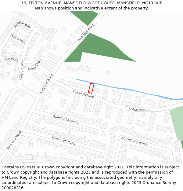 19, FELTON AVENUE, MANSFIELD WOODHOUSE, MANSFIELD, NG19 8UB: Location map and indicative extent of plot