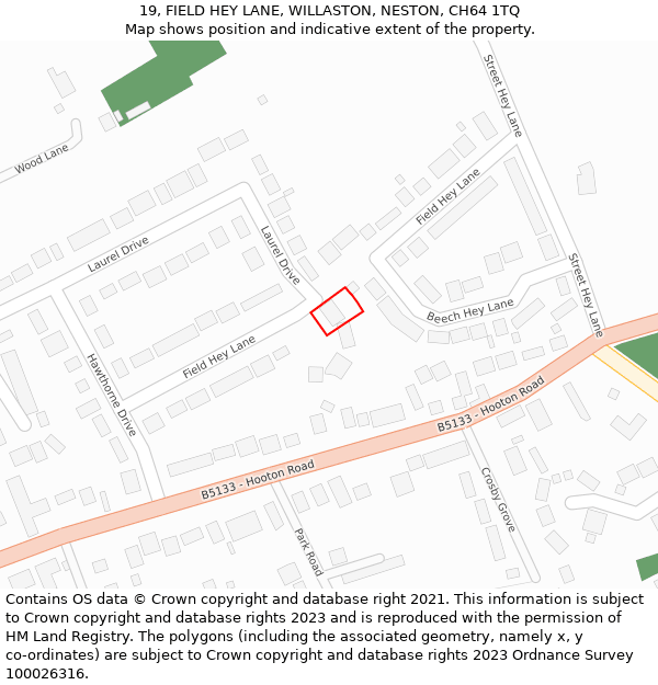 19, FIELD HEY LANE, WILLASTON, NESTON, CH64 1TQ: Location map and indicative extent of plot