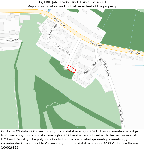 19, FINE JANES WAY, SOUTHPORT, PR9 7RH: Location map and indicative extent of plot