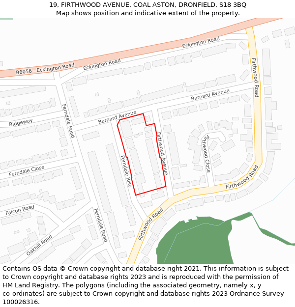 19, FIRTHWOOD AVENUE, COAL ASTON, DRONFIELD, S18 3BQ: Location map and indicative extent of plot