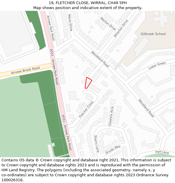 19, FLETCHER CLOSE, WIRRAL, CH49 5PH: Location map and indicative extent of plot