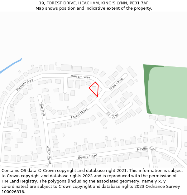 19, FOREST DRIVE, HEACHAM, KING'S LYNN, PE31 7AF: Location map and indicative extent of plot