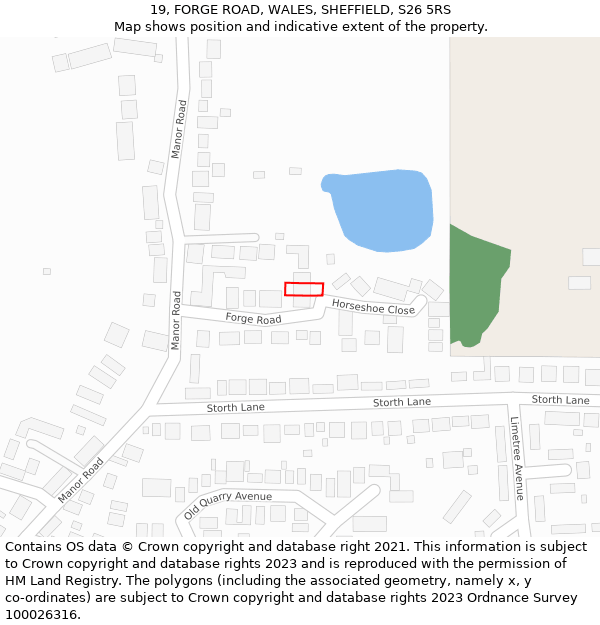 19, FORGE ROAD, WALES, SHEFFIELD, S26 5RS: Location map and indicative extent of plot