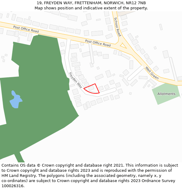 19, FREYDEN WAY, FRETTENHAM, NORWICH, NR12 7NB: Location map and indicative extent of plot