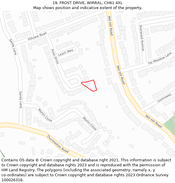 19, FROST DRIVE, WIRRAL, CH61 4XL: Location map and indicative extent of plot