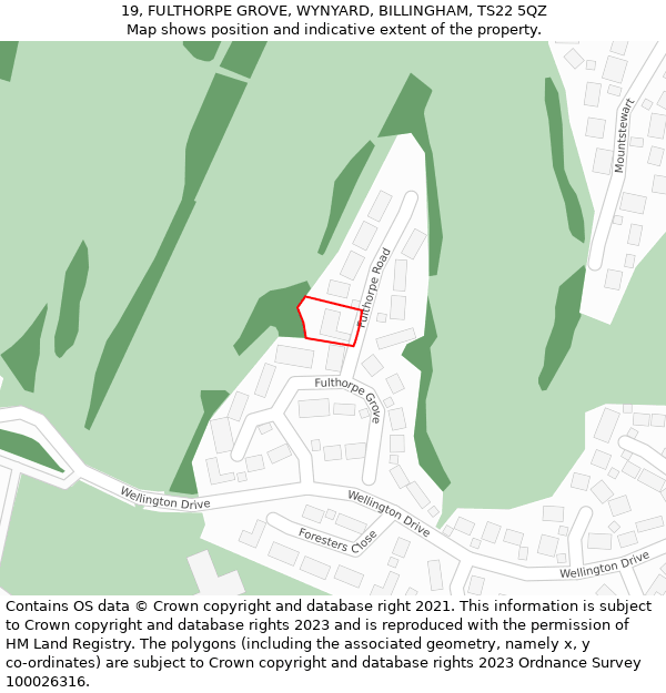 19, FULTHORPE GROVE, WYNYARD, BILLINGHAM, TS22 5QZ: Location map and indicative extent of plot