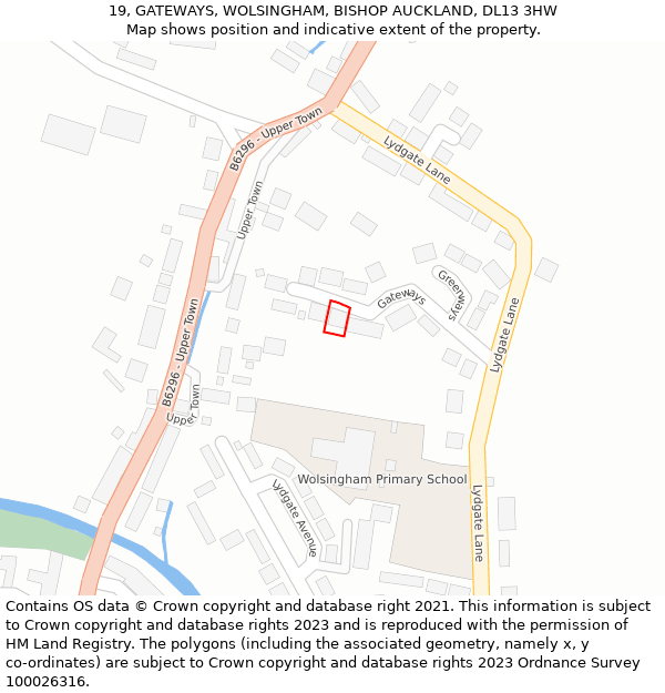 19, GATEWAYS, WOLSINGHAM, BISHOP AUCKLAND, DL13 3HW: Location map and indicative extent of plot