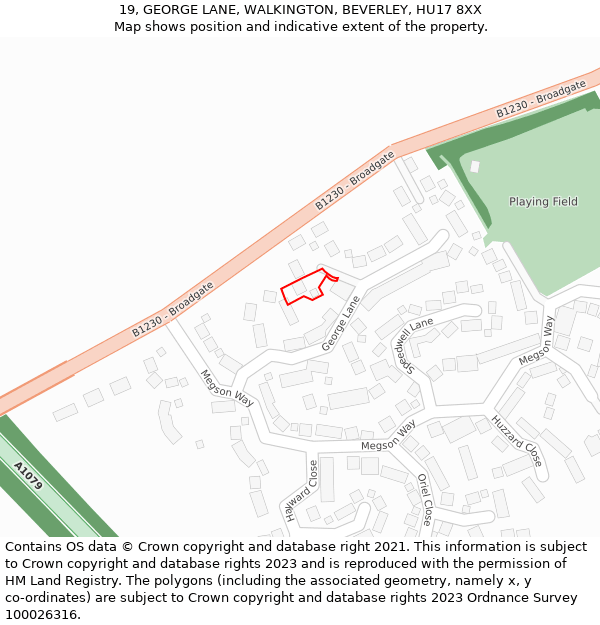 19, GEORGE LANE, WALKINGTON, BEVERLEY, HU17 8XX: Location map and indicative extent of plot