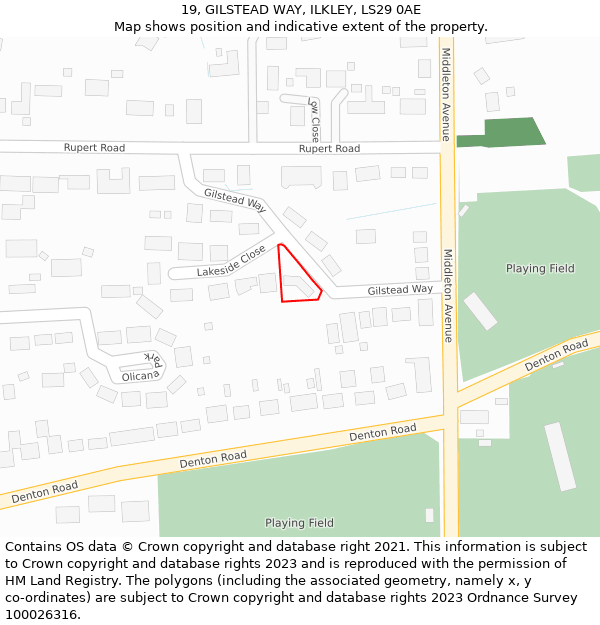 19, GILSTEAD WAY, ILKLEY, LS29 0AE: Location map and indicative extent of plot