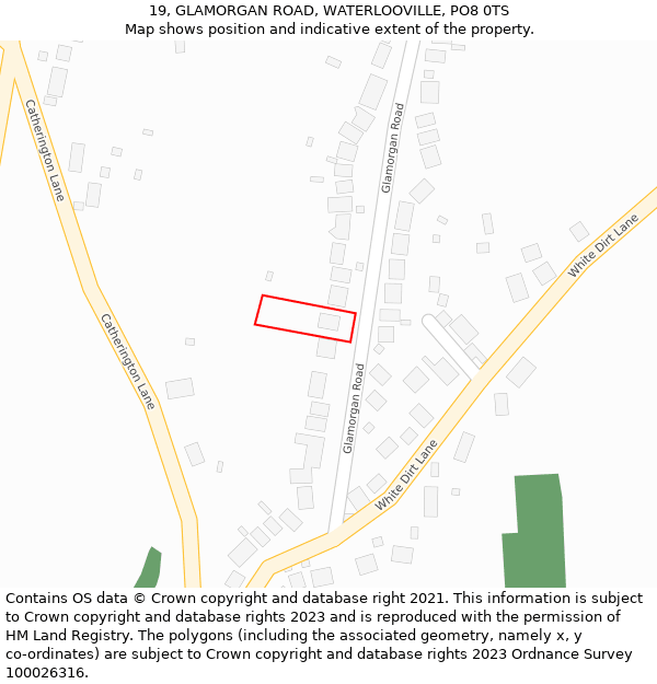 19, GLAMORGAN ROAD, WATERLOOVILLE, PO8 0TS: Location map and indicative extent of plot