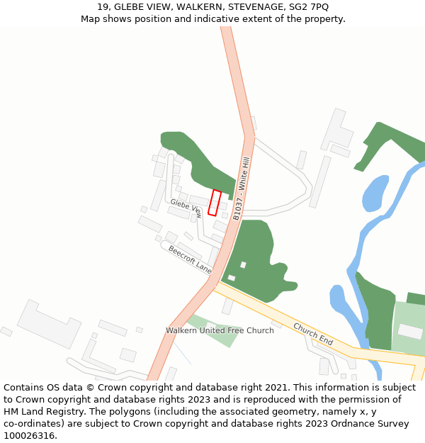 19, GLEBE VIEW, WALKERN, STEVENAGE, SG2 7PQ: Location map and indicative extent of plot