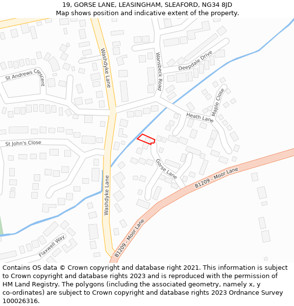 19, GORSE LANE, LEASINGHAM, SLEAFORD, NG34 8JD: Location map and indicative extent of plot