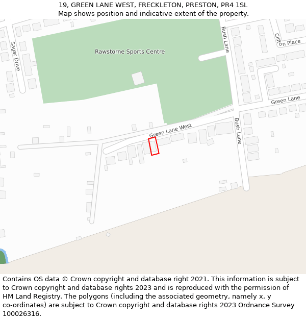 19, GREEN LANE WEST, FRECKLETON, PRESTON, PR4 1SL: Location map and indicative extent of plot