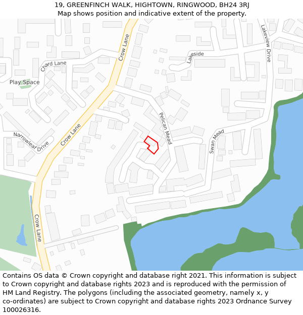 19, GREENFINCH WALK, HIGHTOWN, RINGWOOD, BH24 3RJ: Location map and indicative extent of plot