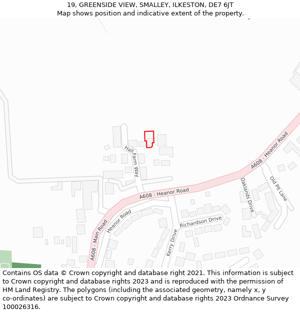 19, GREENSIDE VIEW, SMALLEY, ILKESTON, DE7 6JT: Location map and indicative extent of plot