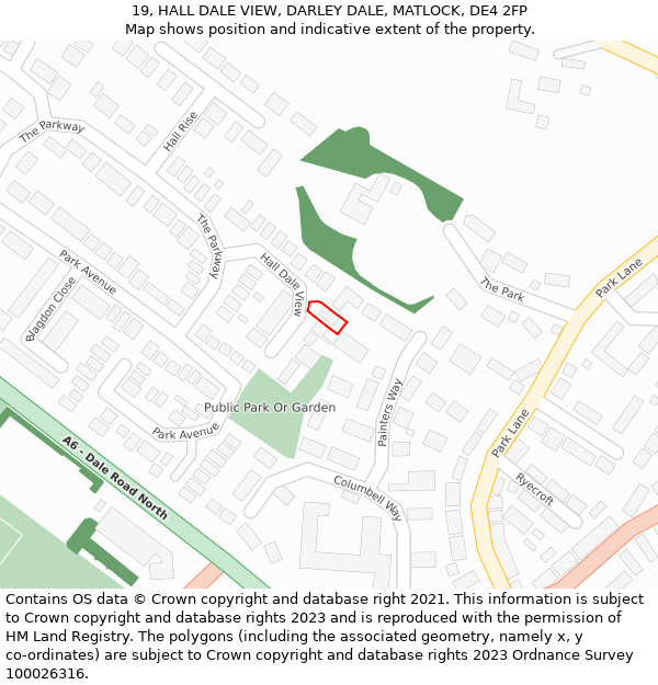 19, HALL DALE VIEW, DARLEY DALE, MATLOCK, DE4 2FP: Location map and indicative extent of plot