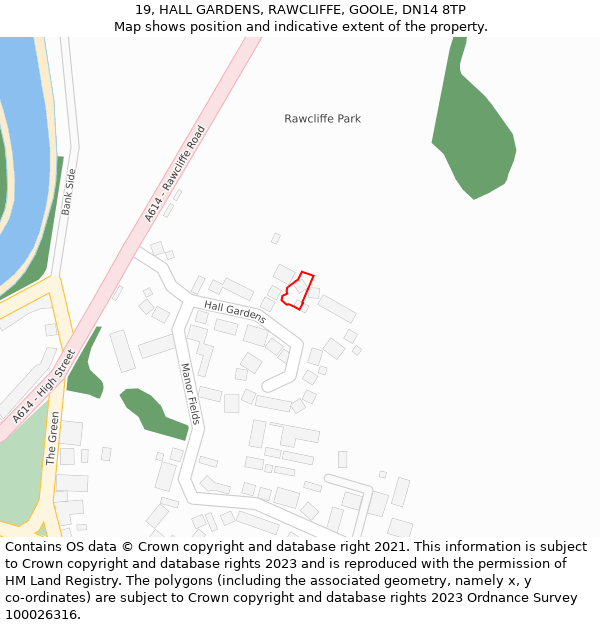 19, HALL GARDENS, RAWCLIFFE, GOOLE, DN14 8TP: Location map and indicative extent of plot