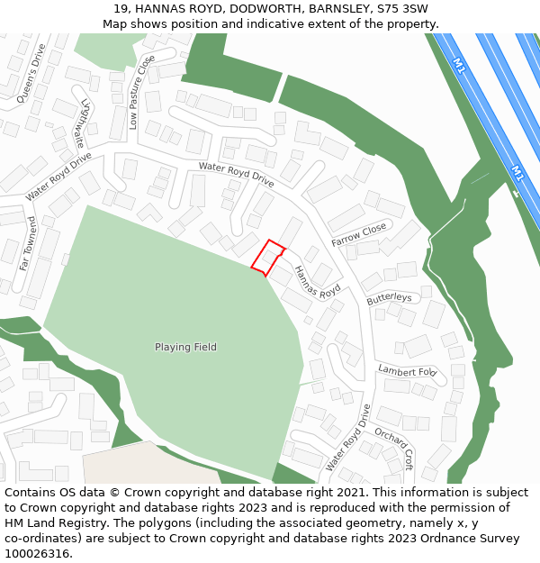 19, HANNAS ROYD, DODWORTH, BARNSLEY, S75 3SW: Location map and indicative extent of plot