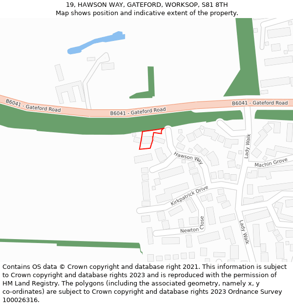 19, HAWSON WAY, GATEFORD, WORKSOP, S81 8TH: Location map and indicative extent of plot