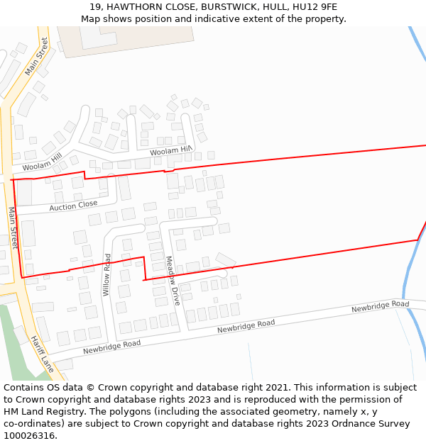 19, HAWTHORN CLOSE, BURSTWICK, HULL, HU12 9FE: Location map and indicative extent of plot