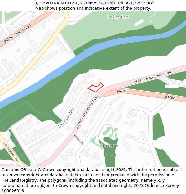 19, HAWTHORN CLOSE, CWMAVON, PORT TALBOT, SA12 9BY: Location map and indicative extent of plot