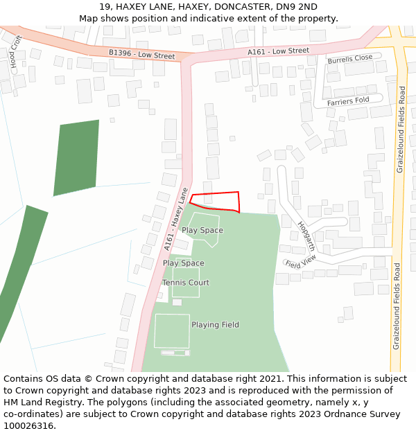 19, HAXEY LANE, HAXEY, DONCASTER, DN9 2ND: Location map and indicative extent of plot