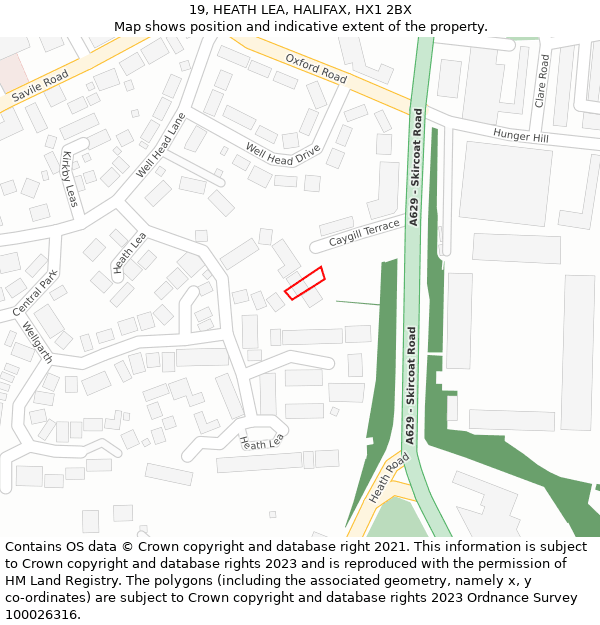 19, HEATH LEA, HALIFAX, HX1 2BX: Location map and indicative extent of plot