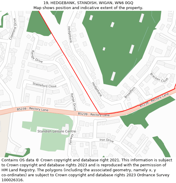 19, HEDGEBANK, STANDISH, WIGAN, WN6 0GQ: Location map and indicative extent of plot