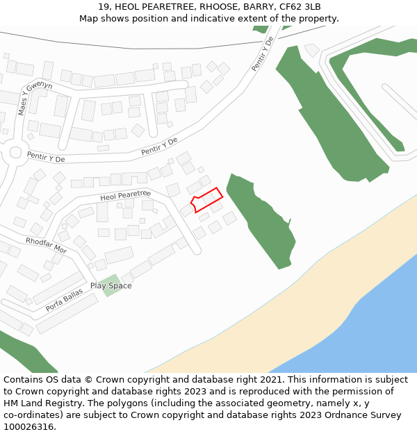 19, HEOL PEARETREE, RHOOSE, BARRY, CF62 3LB: Location map and indicative extent of plot