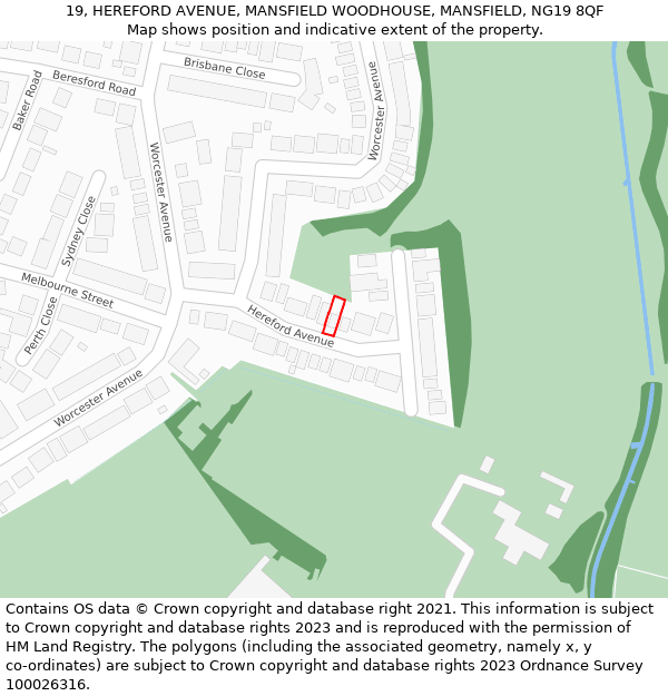 19, HEREFORD AVENUE, MANSFIELD WOODHOUSE, MANSFIELD, NG19 8QF: Location map and indicative extent of plot
