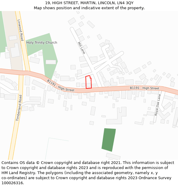 19, HIGH STREET, MARTIN, LINCOLN, LN4 3QY: Location map and indicative extent of plot