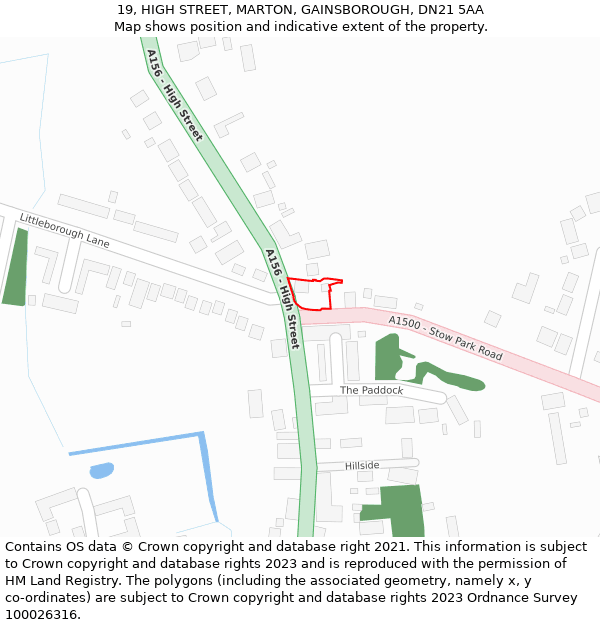 19, HIGH STREET, MARTON, GAINSBOROUGH, DN21 5AA: Location map and indicative extent of plot