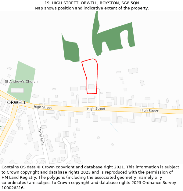 19, HIGH STREET, ORWELL, ROYSTON, SG8 5QN: Location map and indicative extent of plot