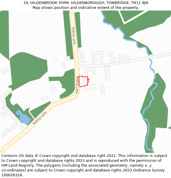 19, HILDENBROOK FARM, HILDENBOROUGH, TONBRIDGE, TN11 9JN: Location map and indicative extent of plot