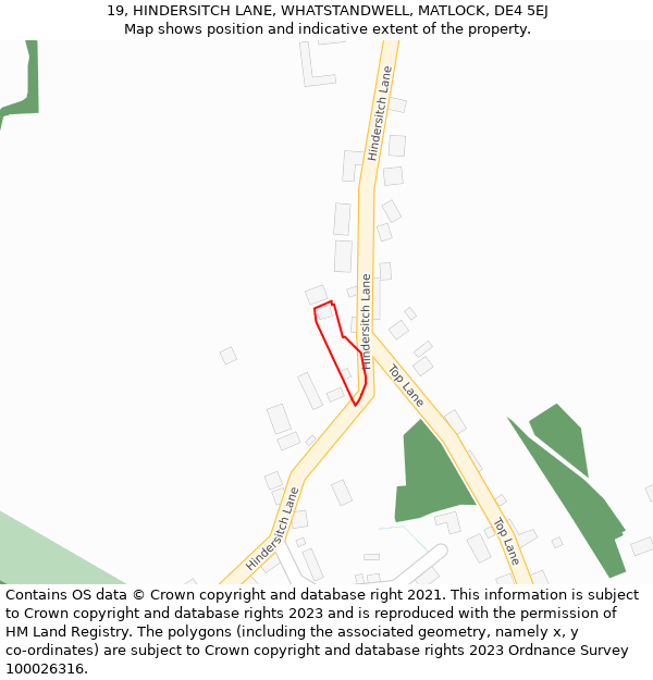 19, HINDERSITCH LANE, WHATSTANDWELL, MATLOCK, DE4 5EJ: Location map and indicative extent of plot