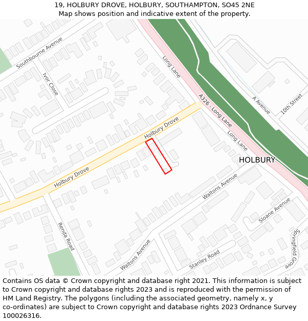 19, HOLBURY DROVE, HOLBURY, SOUTHAMPTON, SO45 2NE: Location map and indicative extent of plot