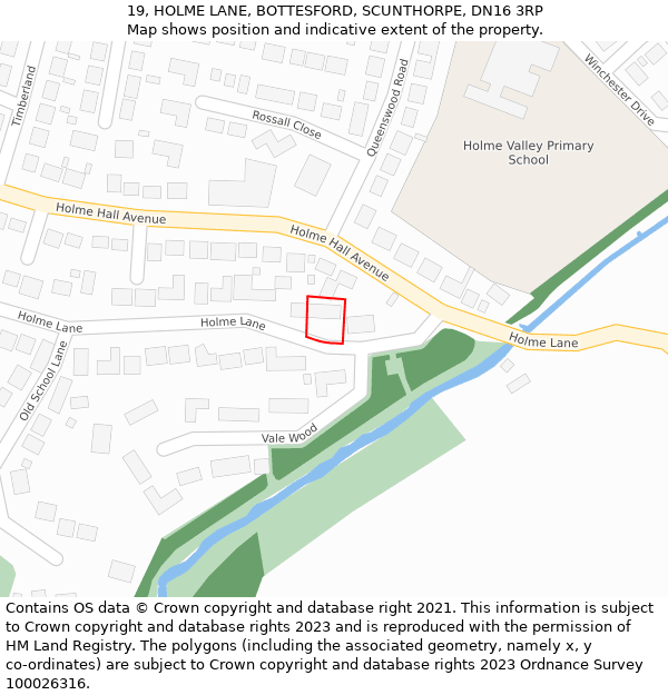 19, HOLME LANE, BOTTESFORD, SCUNTHORPE, DN16 3RP: Location map and indicative extent of plot