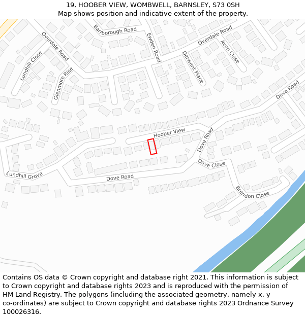 19, HOOBER VIEW, WOMBWELL, BARNSLEY, S73 0SH: Location map and indicative extent of plot