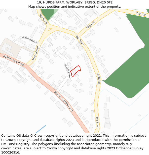 19, HURDS FARM, WORLABY, BRIGG, DN20 0FE: Location map and indicative extent of plot